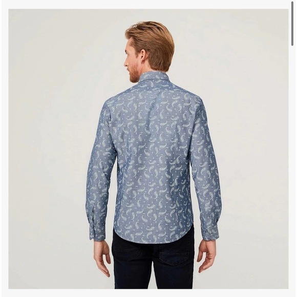 Nwt Men’s Button Down Collar Shirt Paisley Print XL Slim Fit - Picture 6 of 9